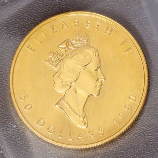 GOLD ONE OUNCE 1990 CANADIAN MAPLE LEAF