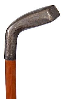 195. Golf Sunday Stick Cane – Ca. 1910 – A beautiful silver metal putter in fine condition, this cane doubles as a walkin