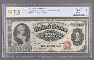1886 SERIES $1 SILVER CERTIFICATE PCGS VERY FINE25