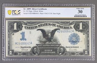 1899 BLACK EAGLE $1 CERTIFICATE PCGS VERY FINE 30