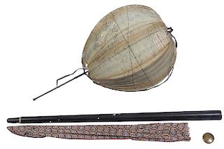 199. Betts’s Terrestrial Globe Cane – Ca. Late 19th  Century – The umbrella silk globe is signed “Betts’s Portable 