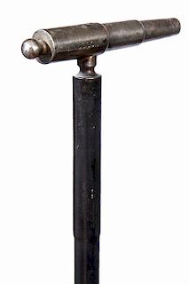 200. Cheroot Cannon Cane – Ca. 1890 – A three-tier “Shelby Steel Tube Co.” celebration cannon which is engraved “Er