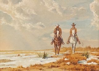 DAVID SANDERS (TX, 1936-2013) COWBOYS ON HORSEBACK
