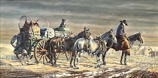 PAUL A. ROSSI (D.2011) WESTERN PAINTING, 18" X 36"