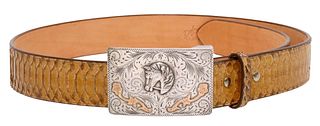 WESTERN GENT'S STERLING & PYTHON RODEO BUCKLE SET