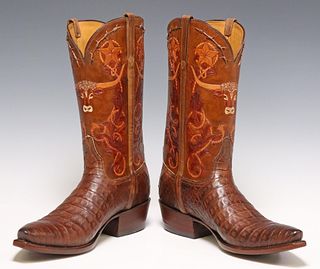 LUCCHESE CLASSICS LONGHORN TOOLED COWBOY BOOTS