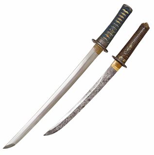 (2) JAPANESE SHORT SWORDS, WAKIZASHIS