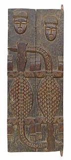 AFRICAN ARCHITECTURAL CARVED CROCODILES DOOR PANEL