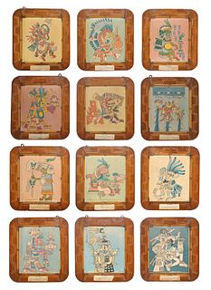 (12) FRAMED PRINTS AZTEC CODEX MONTHS OF THE YEAR