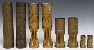 8) FRENCH WWI-ERA TRENCH ART ARTILLERY SHELL VASES