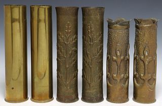 6) FRENCH WWI-ERA TRENCH ART ARTILLERY SHELL VASES