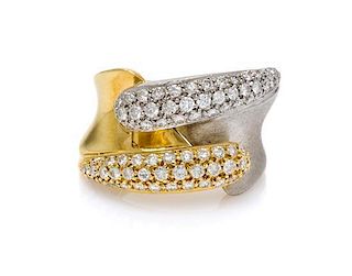 An 18 Karat Bicolor Gold and Diamond Ring, Damiani, 7.10 dwts.