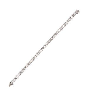 A Platinum and Diamond Line Bracelet, 13.60 dwts.