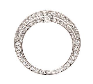 An Art Deco Platinum and Diamond Circle Brooch, 5.10 dwts.