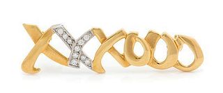An 18 Karat Yellow Gold, Platinum and Diamond "Love and Kisses" Brooch, Paloma Picasso for Tiffany & Co., 2.60 dwts.