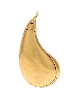 An 18 Karat Yellow Gold "Carved Teardrop" Pendant, Elsa Peretti, Tiffany & Co., 10.30 dwts.