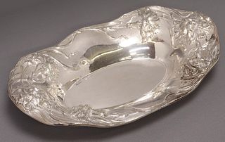 THEODORE B. STARR REPOUSSE STERLING BREAD TRAY