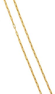 An 18 Karat Yellow Gold Elongated Cable Link Longchain Necklace, Italy, 18.20 dwts.