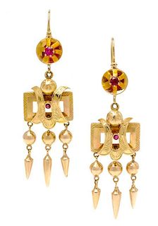 A Collection of Yellow Gold and Gemstone Earrings, 6.00 dwts.