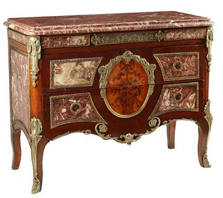 LOUIS XV STYLE MARBLE & BRONZE MOUNTED COMMODE
