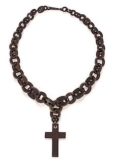 A Victorian Gutta Percha Cross Necklace, 20.70 dwts.