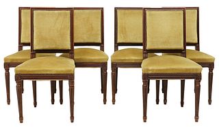 (6) FRENCH LOUIS XVI STYLE MAHOGANY DINING CHAIRS