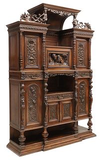 FRENCH RENAISSANCE REVIVAL CARVED CABINET, 102"H