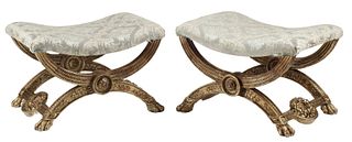 (2) NEOCLASSICAL STYLE GILT CURULE STOOLS