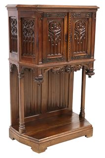 FRENCH GOTHIC REVIVAL CARVED CREDENCE CUPBOARD