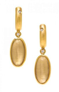 A Pair of 18 Karat Yellow Gold, Diamond and Quartz Crystal Earrings, H. Stern, 7.50 dwts.