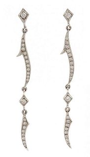 A Pair of 18 Karat White Gold and Diamond "Thorn" Earrings, Stephen Webster, 2.70 dwts.