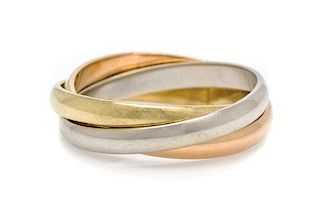 * An 18 Karat Tricolor Gold "Trinity" Ring, Cartier, 4.70 dwts.