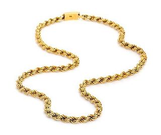A 14 Karat Yellow Gold Rope Chain, 53.30 dwts.