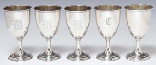 (5) AMERICAN WALLACE STERLING SILVER WATER GOBLETS