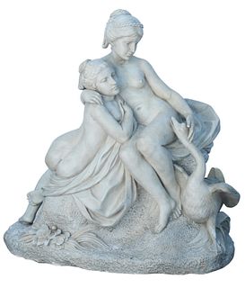 AFTER FALCONET MARBLE SCULPTURE LEDA & THE SWAN