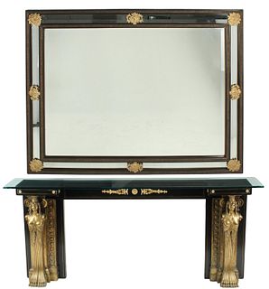 NEOCLASSICAL STYLE FIREPLACE SURROUND & MIRROR