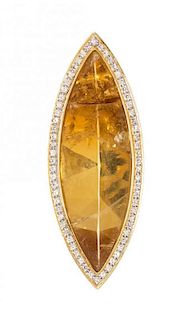 An 18 Karat Yellow Gold, Citrine and Diamond Pendant, Barry Brinker, Barry Brinker, 12.20 dwts.