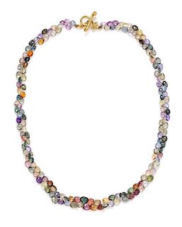 An 18 Karat Yellow Gold and Multicolored Sapphire Bead Necklace, Robin Rotenier, 7.90 dwts.