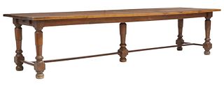 FRENCH PROVINCIAL FARMHOUSE TABLE, 130"L