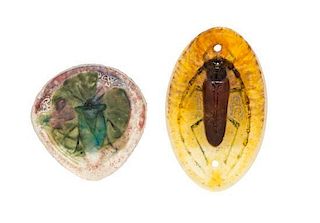 * A Collection of Art Nouveau Pate de Verre Insect Plaques, Almeric Walter, 20.40 dwts.