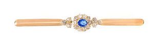 * A Victorian Yellow Gold, Simulated Sapphire and Diamond Brooch, 5.90 dwts.