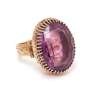 A Rose Gold and Amethyst Ring, 9.80 dwts.