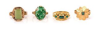 A Collection of Yellow Gold and Gemstone Rings, 10.20 dwts.