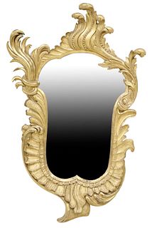 FRENCH ROCOCO STYLE GILTWOOD CARTOUCHE MIRROR