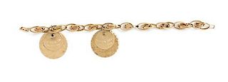 * A 14 Karat Yellow Gold Charm Bracelet with Two Attached Charms, 20.80 dwts.