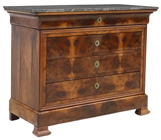 FRENCH LOUIS PHILIPPE PERIOD BURL WALNUT COMMODE