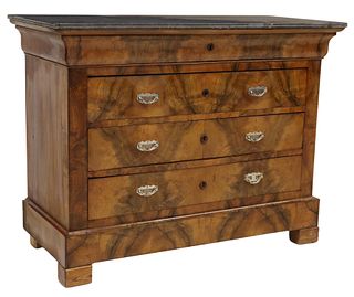 FRENCH LOUIS PHILIPPE PERIOD BURL WALNUT COMMODE