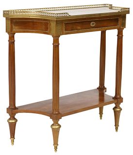 LOUIS XVI STYLE MARBLE-TOP MAHOGANY CONSOLE TABLE