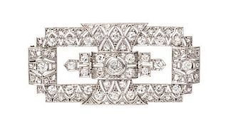 An Art Deco Platinum and Diamond Brooch, 9.30 dwts.