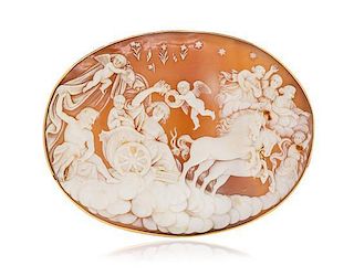 * A Victorian Yellow Gold and Shell Cameo Pendant/Brooch, 33.10 dwts.